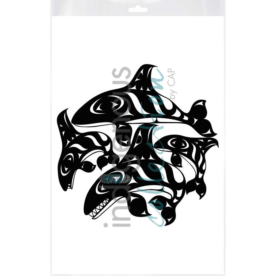 Orcas  by artist Gary Sheena - Coast Salish. Indigenous Collection