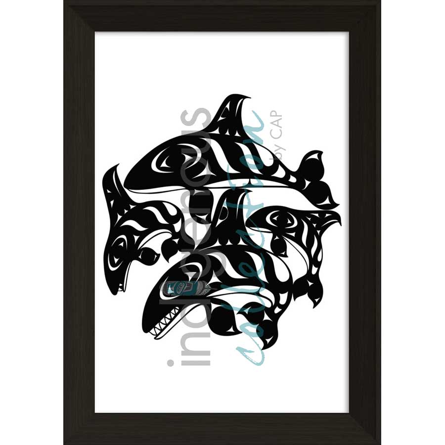 Orcas  by artist Gary Sheena - Coast Salish. Indigenous Collection