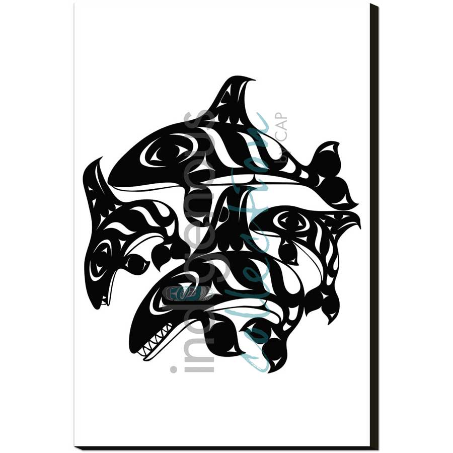 Orcas  by artist Gary Sheena - Coast Salish. Indigenous Collection