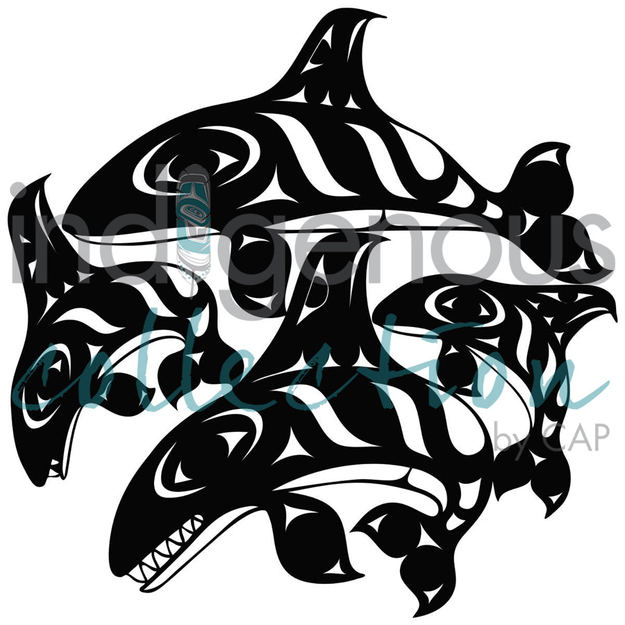 Orcas by artist Diane Levesque
