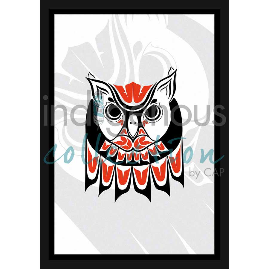 Horned Owl by artist Lon French - Haida. Indigenous Collection