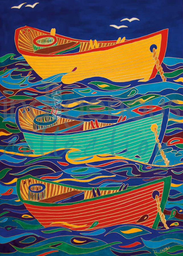 Three Dories by artist Dawn Oman