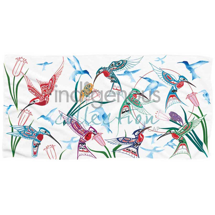 Garden of Hummingbirds Bath/Beach Towel by artist Richard Shorty