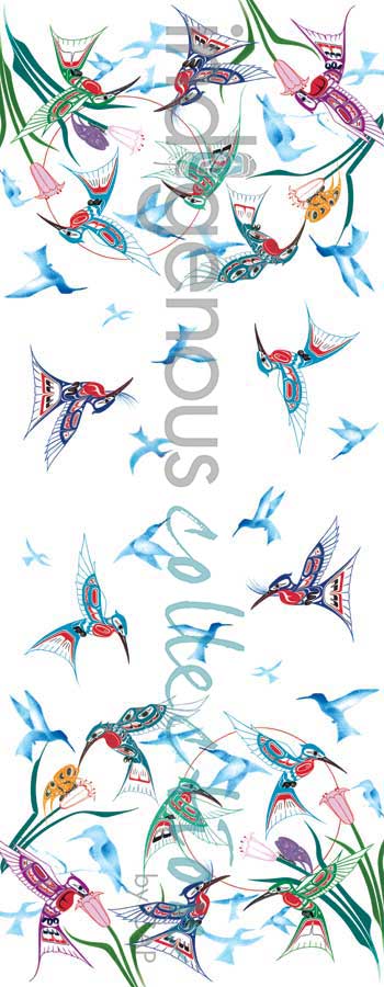 Garden of Hummingbirds Eco Scarf by artist Richard Shorty