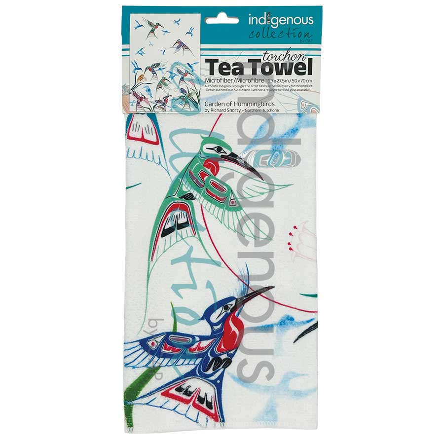 Garden of Hummingbirds Tea Towel by artist Richard Shorty