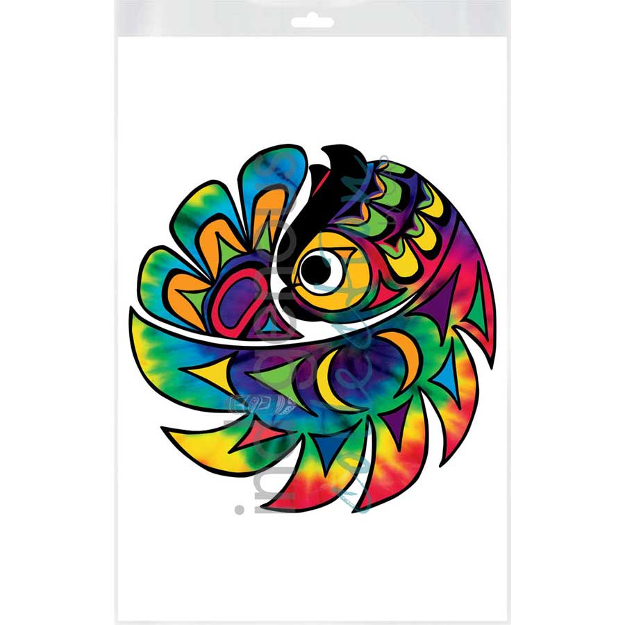 Tie Dye Owl by artist Angela Kimble - Coast Salish/Nuu-Chah-Nulth. Indigenous Collection