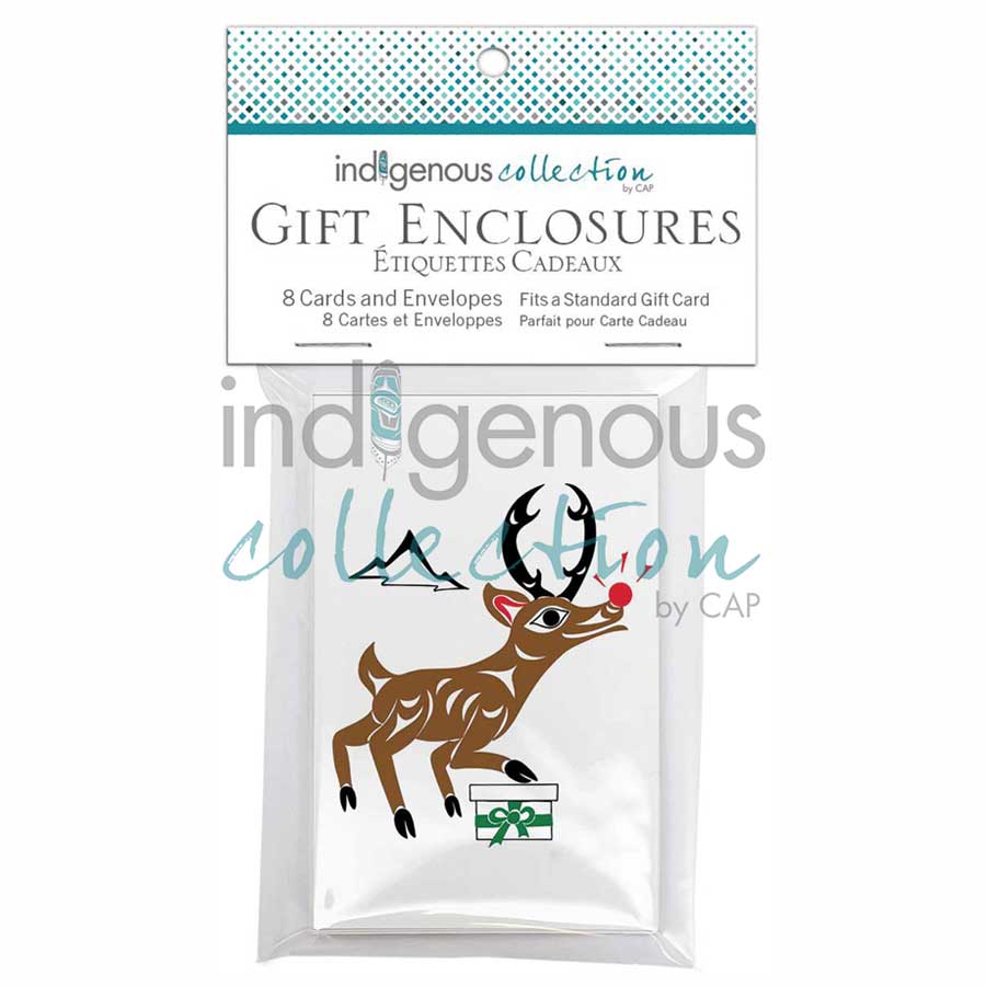 Salish Rudolph Gift Enclosure Cards by artist Doug La Fortune