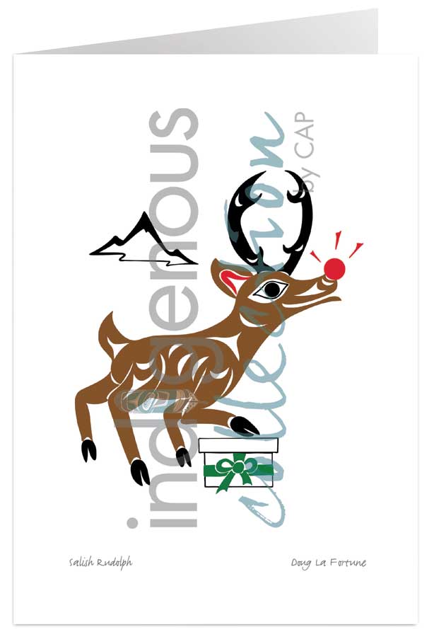 Salish Rudolph 5 x 7 Art Card by artist Doug La Fortune. Indigenous Collection