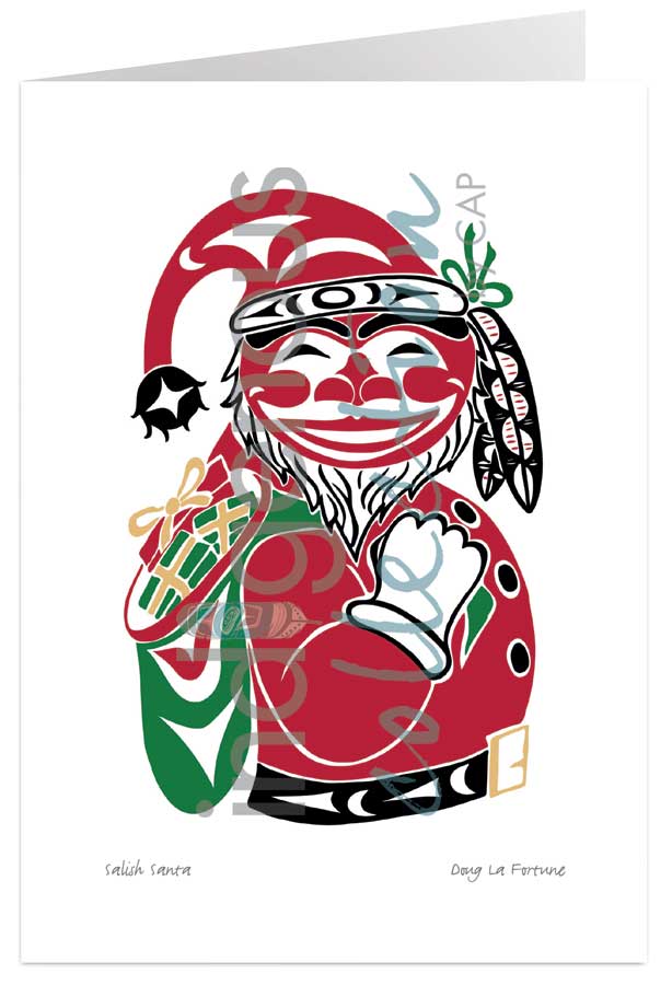 Salish Santa 5 x 7 Art Card by artist Doug La Fortune. Indigenous Collection