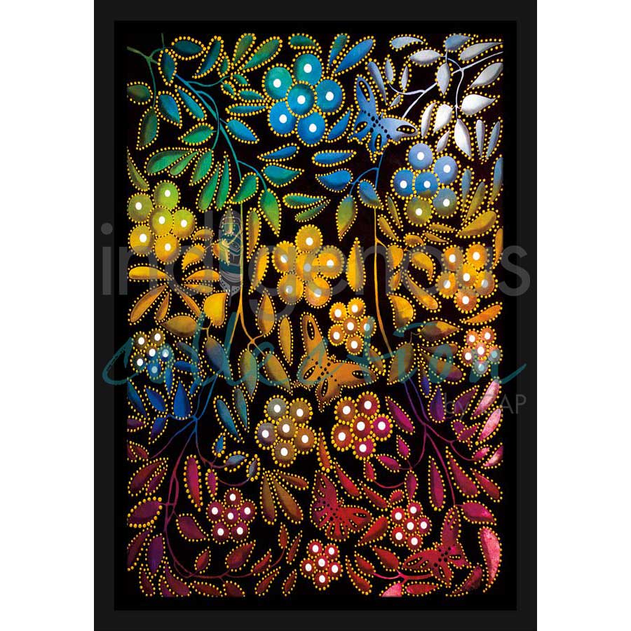 Flowers and Butterflies by artist Betty Albert - Cree. Indigenous Collection
