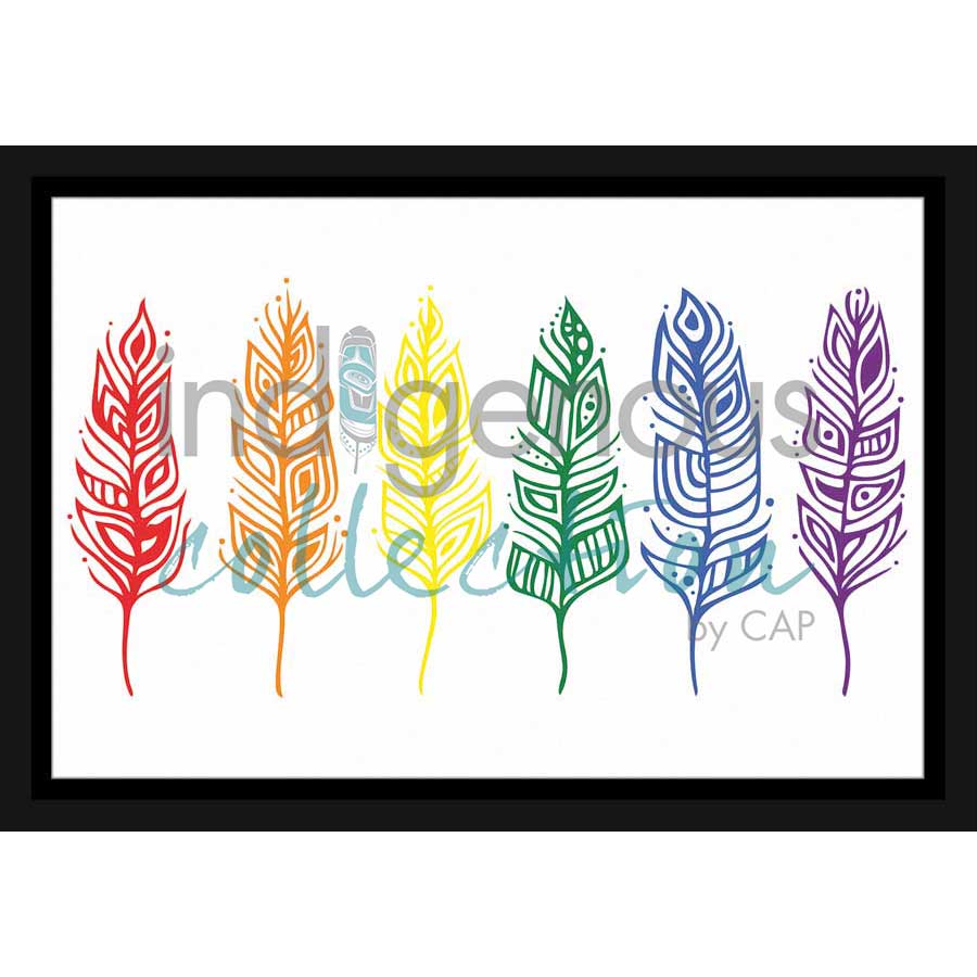 Pride Feathers by artist Patrick Hunter - Ojibway. Indigenous Collection