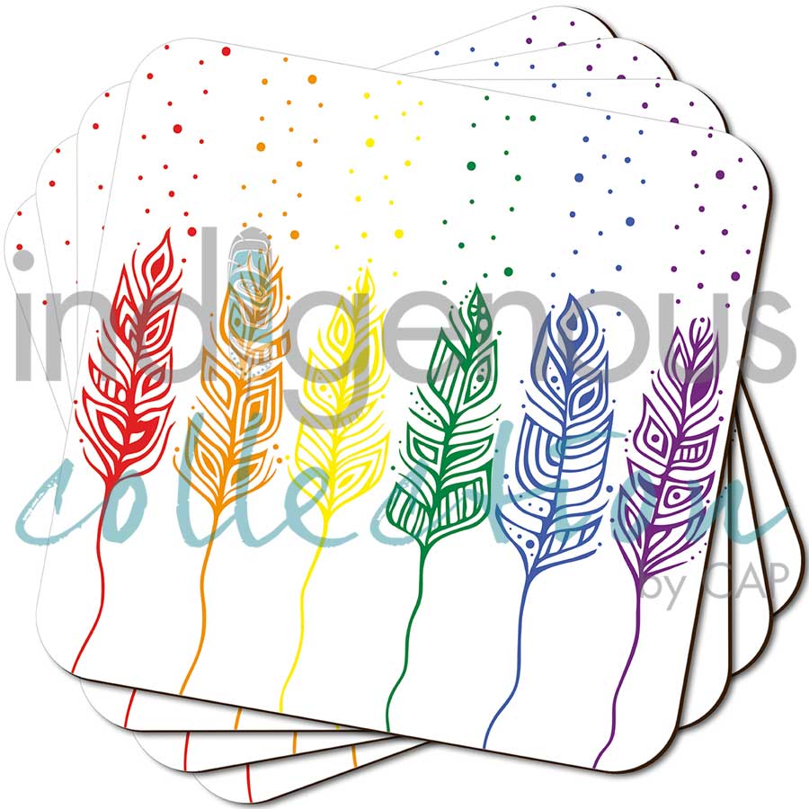 Pride Feathers Coaster by artist Patrick Hunter