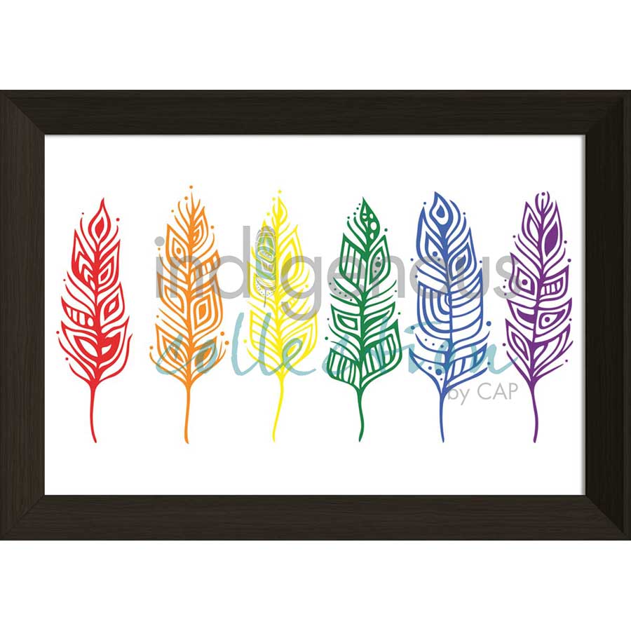 Pride Feathers by artist Patrick Hunter - Ojibway. Indigenous Collection