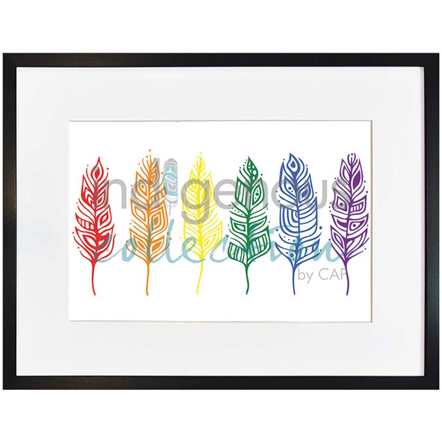 Pride Feathers by artist Patrick Hunter - Ojibway. Indigenous Collection