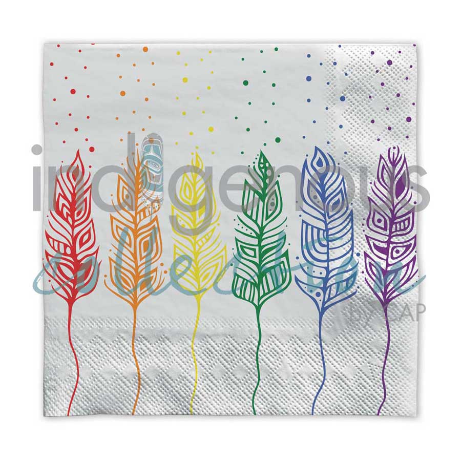 Pride Feathers napkins by artist Patrick Hunter