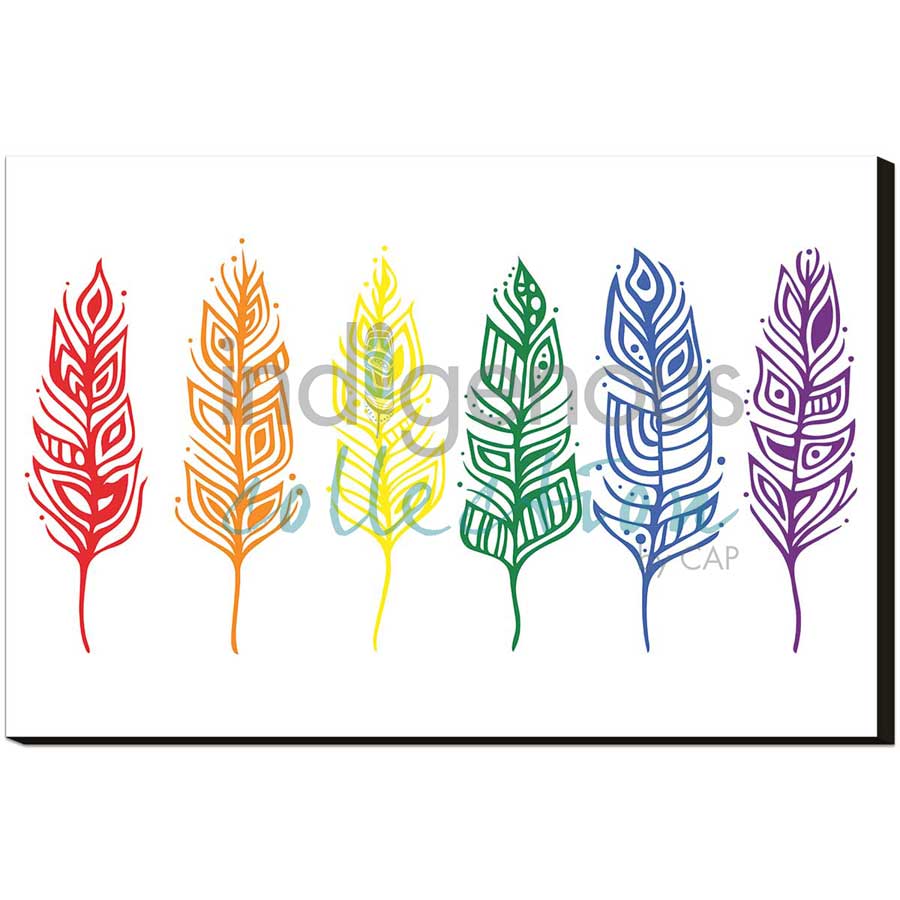 Pride Feathers by artist Patrick Hunter - Ojibway. Indigenous Collection