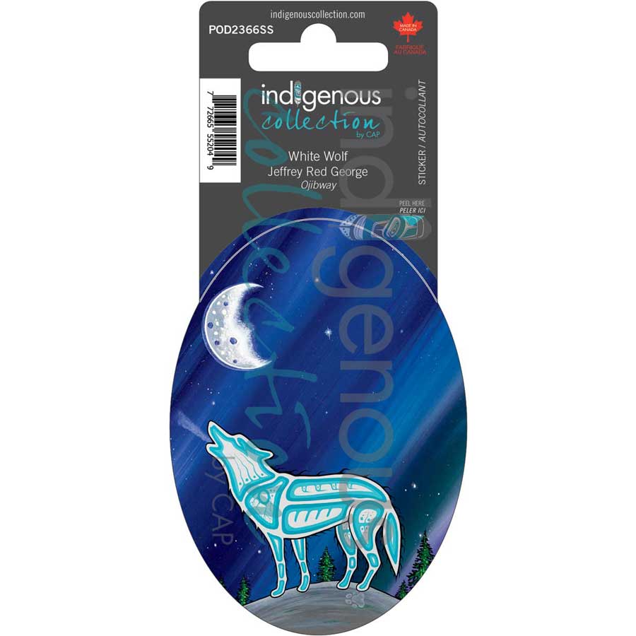 White Wolf Sticker by artist Jeffrey Red George