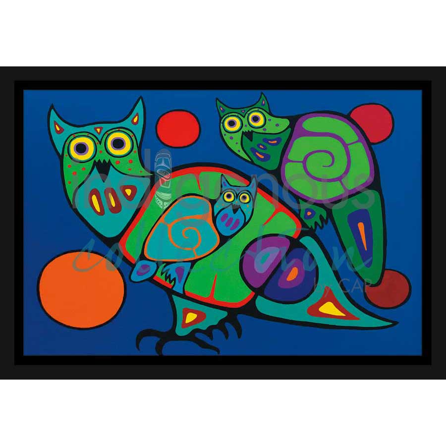 Owl Family by artist Jim Oskineegish - Ojibway. Indigenous Collection