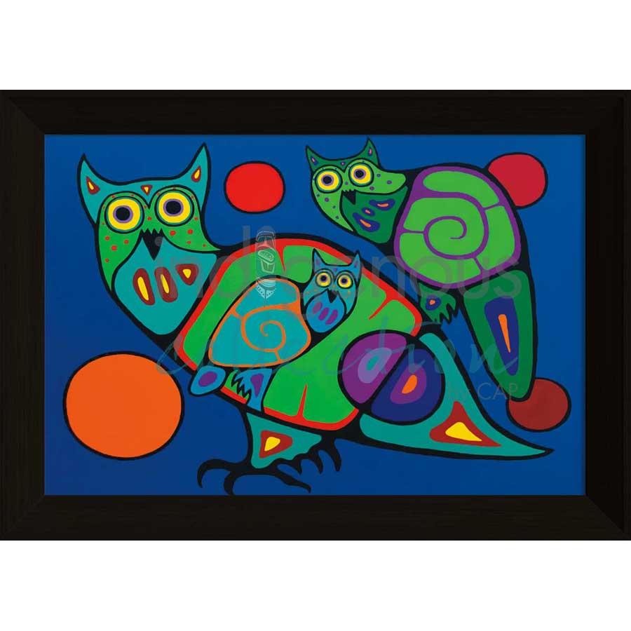 Owl Family by artist Jim Oskineegish - Ojibway. Indigenous Collection