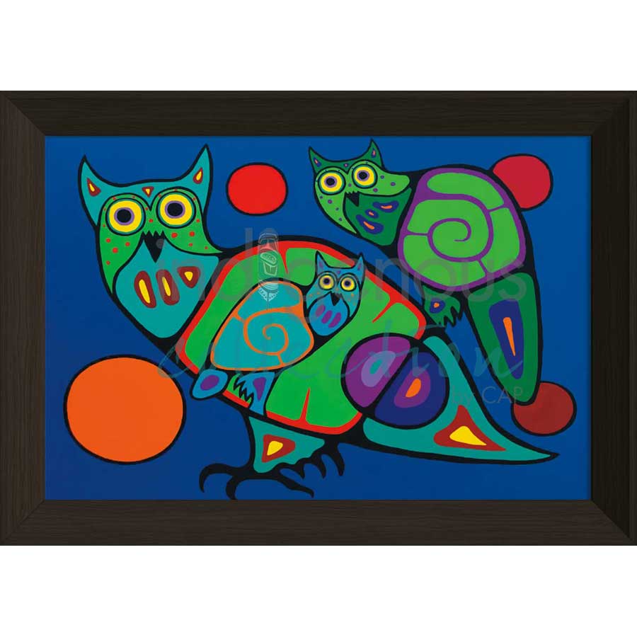 Owl Family by artist Jim Oskineegish - Ojibway. Indigenous Collection