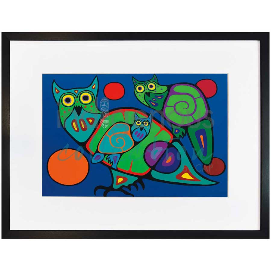 Owl Family by artist Jim Oskineegish - Ojibway. Indigenous Collection