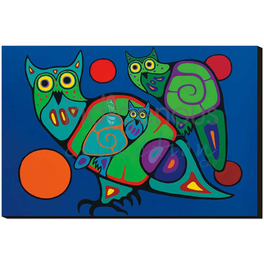 Owl Family by artist Jim Oskineegish - Ojibway. Indigenous Collection