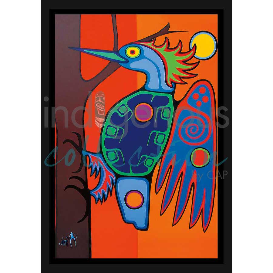 Paapaasay-Woodpecker by artist Jim Oskineegish - Ojibway. Indigenous Collection