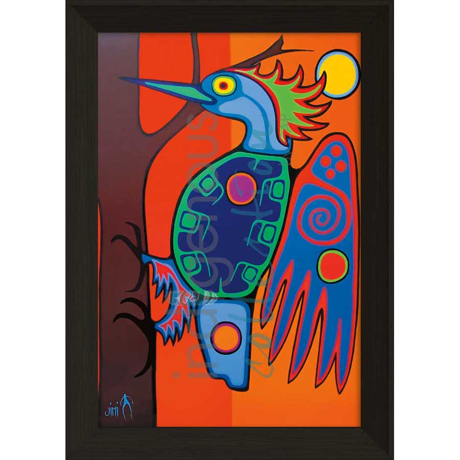 Paapaasay-Woodpecker by artist Jim Oskineegish - Ojibway. Indigenous Collection