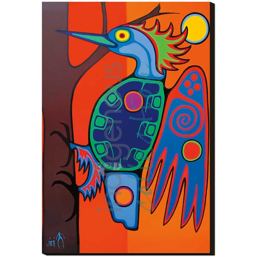 Paapaasay-Woodpecker by artist Jim Oskineegish - Ojibway. Indigenous Collection