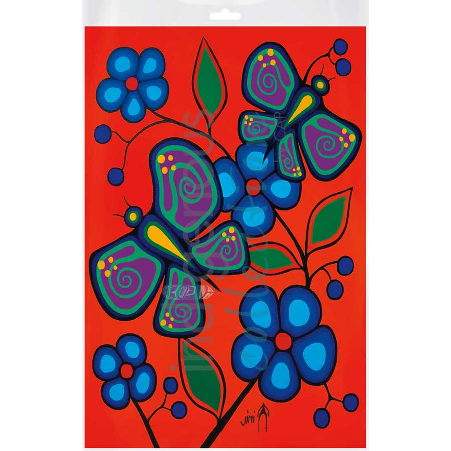 Butterflies and Flowers by artist Jim Oskineegish - Ojibway. Indigenous Collection
