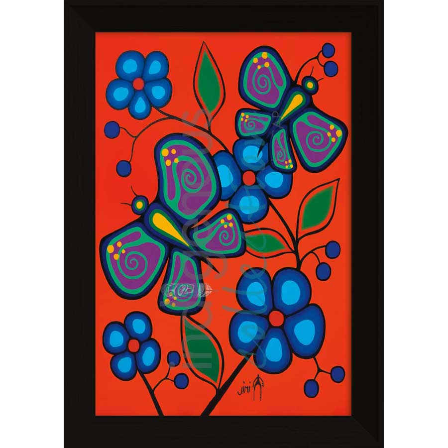 Butterflies and Flowers by artist Jim Oskineegish - Ojibway. Indigenous Collection