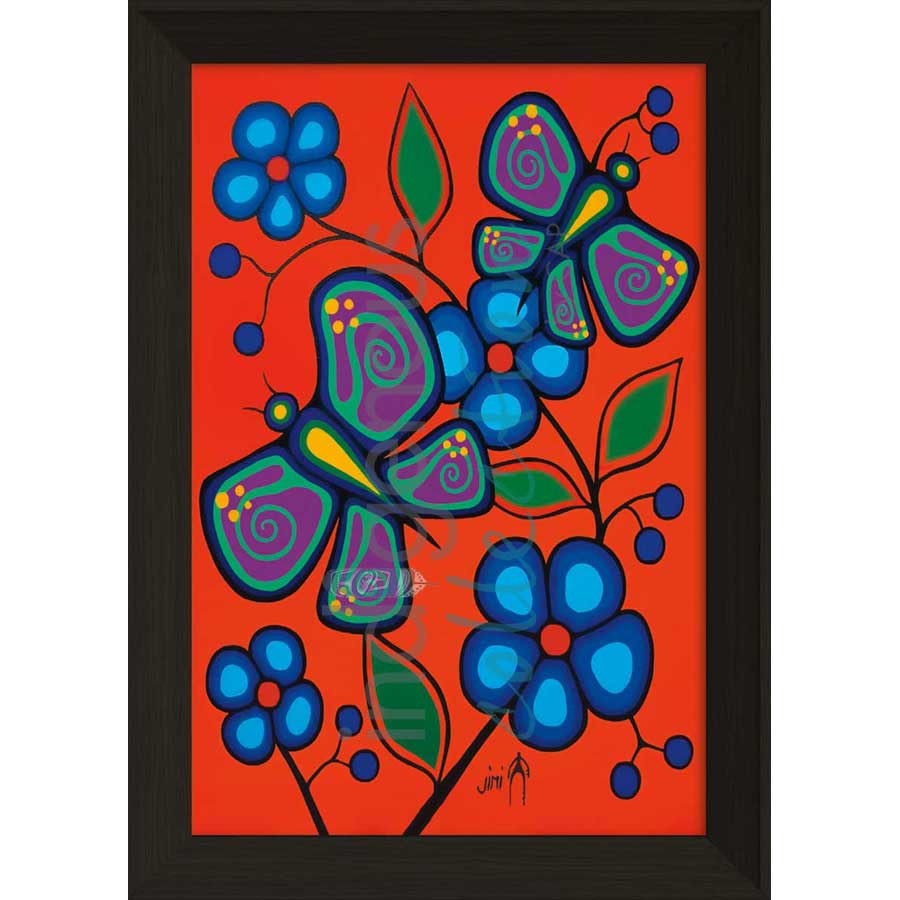 Butterflies and Flowers by artist Jim Oskineegish - Ojibway. Indigenous Collection