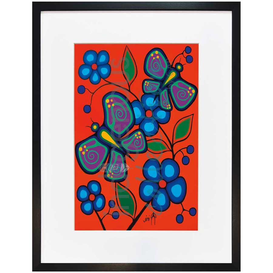 Butterflies and Flowers by artist Jim Oskineegish - Ojibway. Indigenous Collection