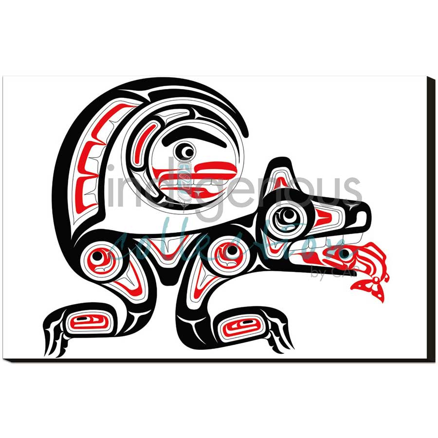 Wolf, Moon & Salmon by artist Eric Parnell - Haida. Indigenous Collection