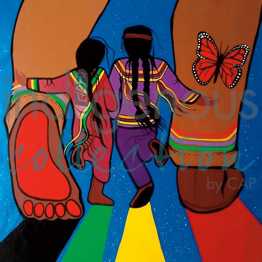 Running With Gichi-misaabe  by artist Simone McLeod