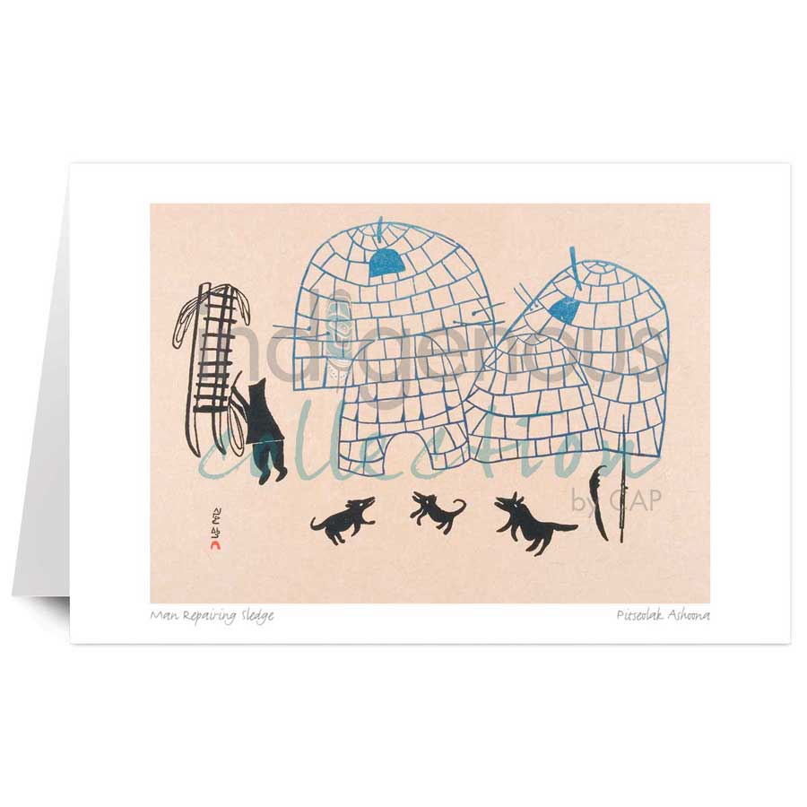 Man Repairing Sledge by artist Pitseolak Ashoona