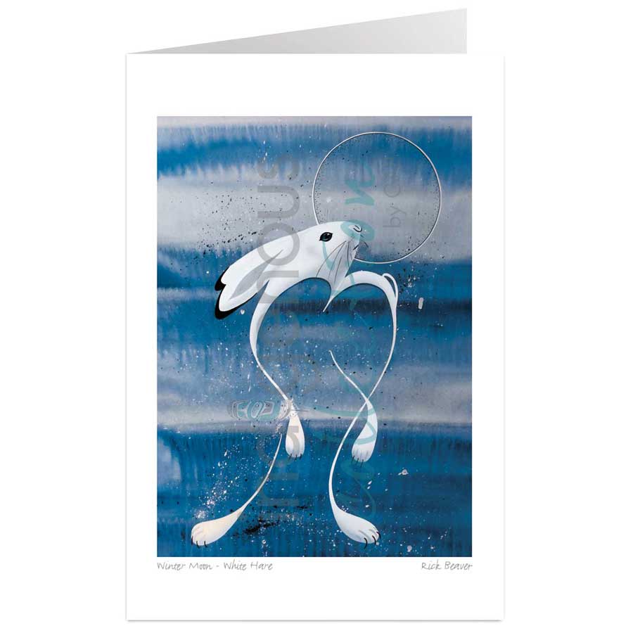 Winter Moon - White Hare by artist Rick Beaver