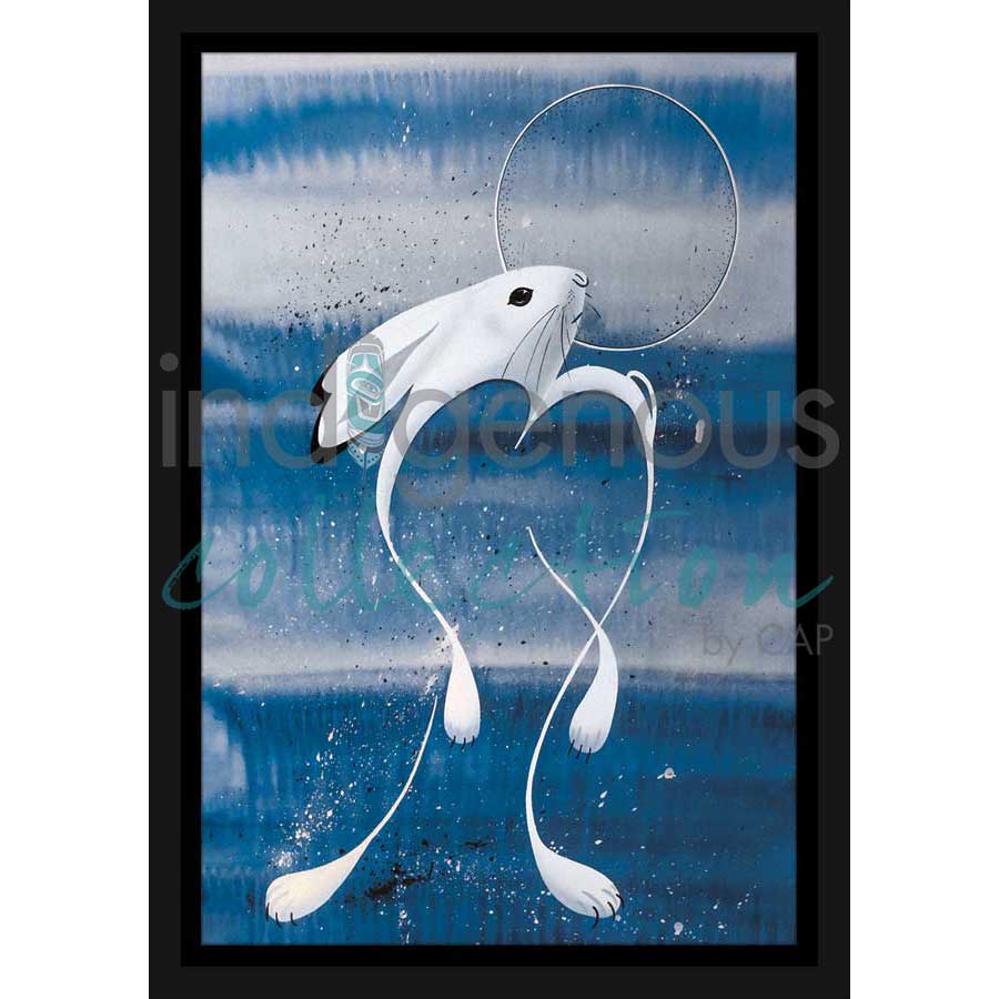 Winter Moon - White Hare by artist Rick Beaver - Ojibway. Indigenous Collection