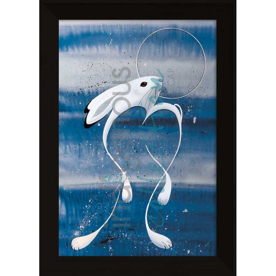 Winter Moon - White Hare by artist Rick Beaver - Ojibway. Indigenous Collection
