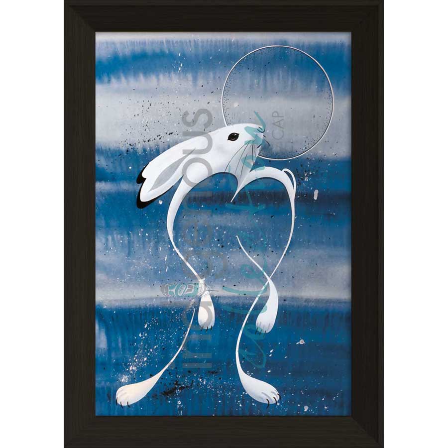 Winter Moon - White Hare by artist Rick Beaver - Ojibway. Indigenous Collection
