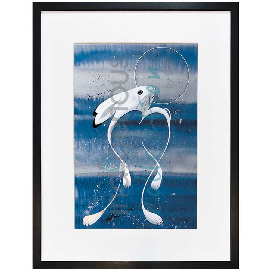 Winter Moon - White Hare by artist Rick Beaver - Ojibway. Indigenous Collection