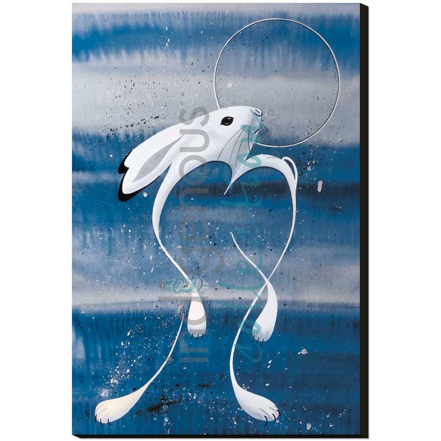 Winter Moon - White Hare by artist Rick Beaver - Ojibway. Indigenous Collection