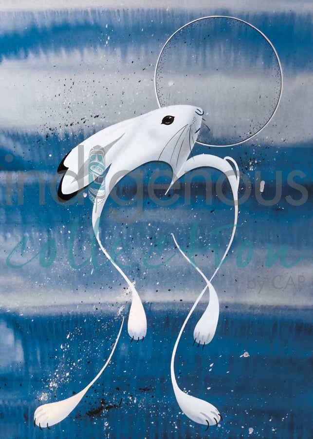 Winter Moon - White Hare by artist Rick Beaver
