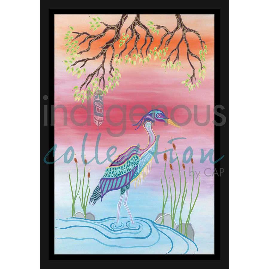 Blue Heron by artist Patrick Hunter - Ojibway. Indigenous Collection