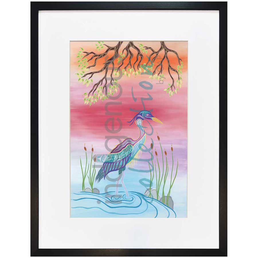 Blue Heron by artist Patrick Hunter - Ojibway. Indigenous Collection