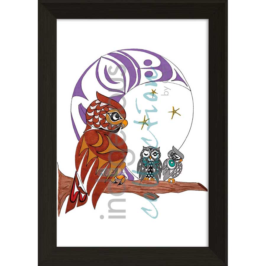 Owl Family by artist Angela Kimble - Coast Salish/Nuu-Chah-Nulth. Indigenous Collection