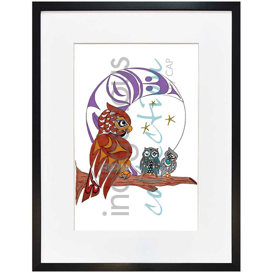 Owl Family by artist Angela Kimble - Coast Salish/Nuu-Chah-Nulth. Indigenous Collection