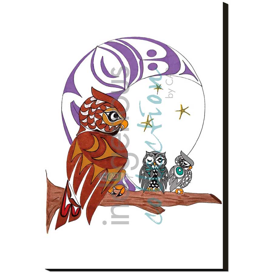 Owl Family by artist Angela Kimble - Coast Salish/Nuu-Chah-Nulth. Indigenous Collection