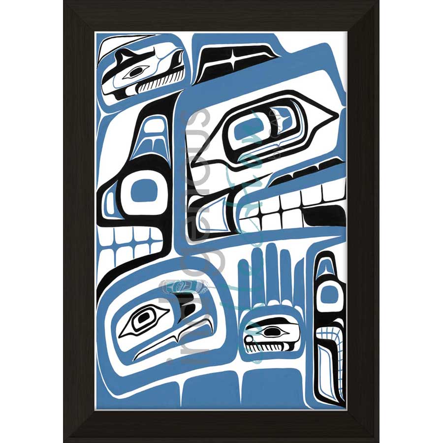 Grizzly Bear and Cub Wolf by artist Sean Whonnock - Kwakwaka'wakw. Indigenous Collection