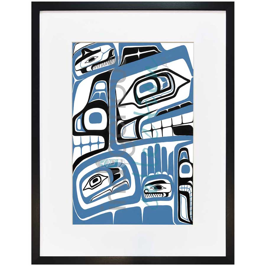Grizzly Bear and Cub Wolf by artist Sean Whonnock - Kwakwaka'wakw. Indigenous Collection